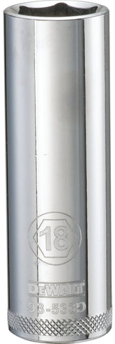 DeWALT DWMT93533OSP Drive Socket, 18 mm Socket, 1/2 in Drive, 6-Point, Vanadium Steel, Polished Chrome